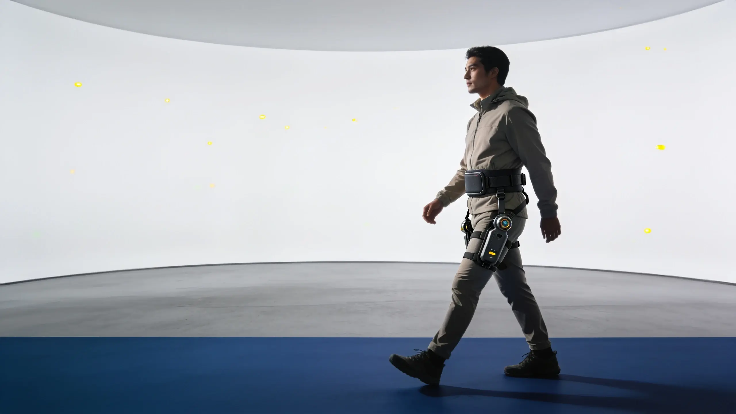 Conceptual consumer exoskeleton in a clean research environment
